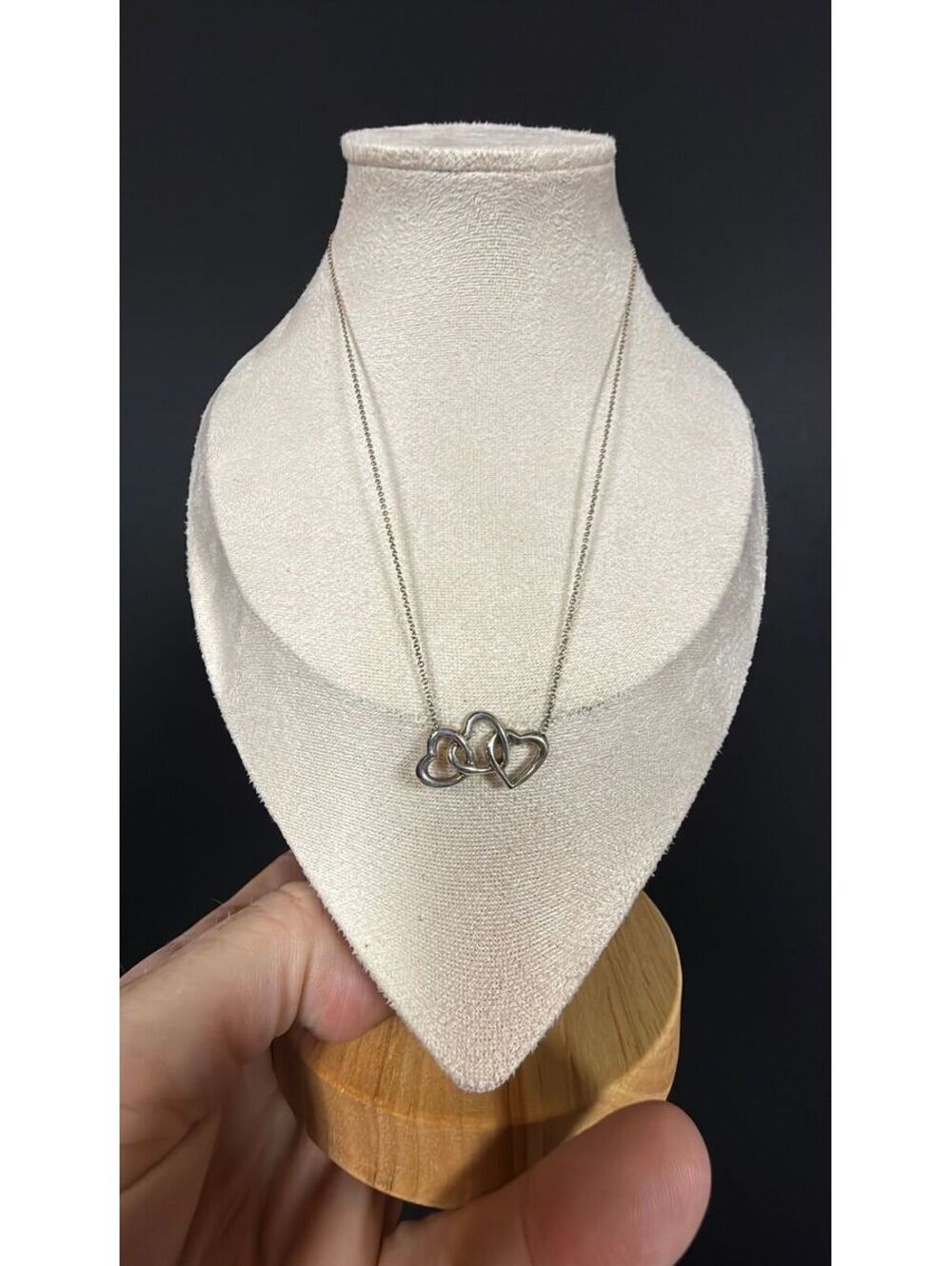 Tiffany & Co. Elsa Peretti Triple Open Heart 15” Necklace